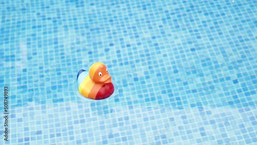 Rubber duck in rainbow color photo