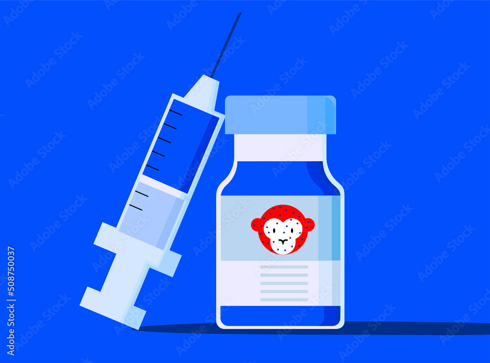 Obraz premium Illustration of monkey pox vaccination and medical care for people affected with monkey pox