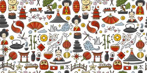 Japanese traditions and culture. Seamless Pattern for your design