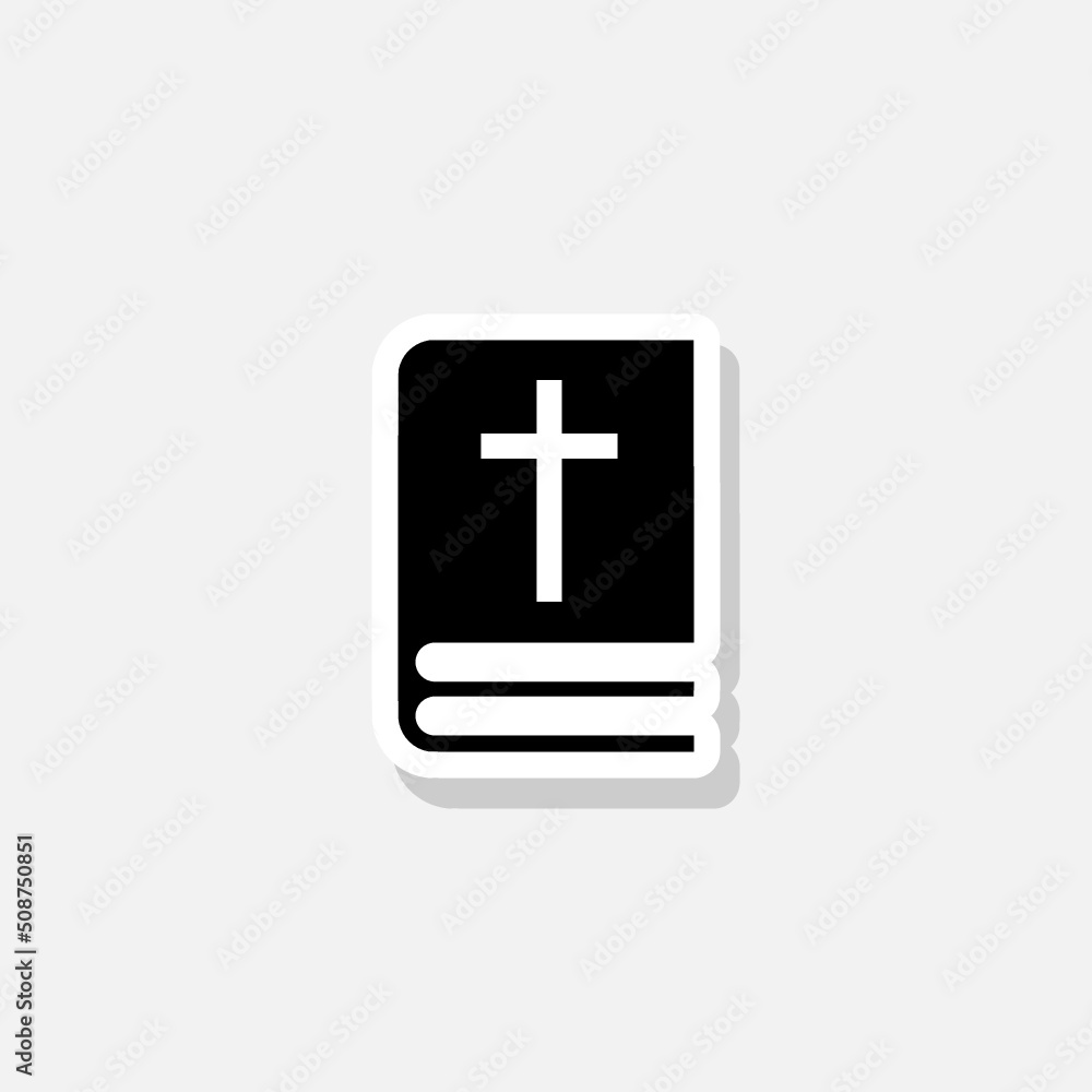 Holy bible book with cross sticker icon sign for mobile concept and web design Holy bible book with cross sticker icon sign for mobile concept and web design