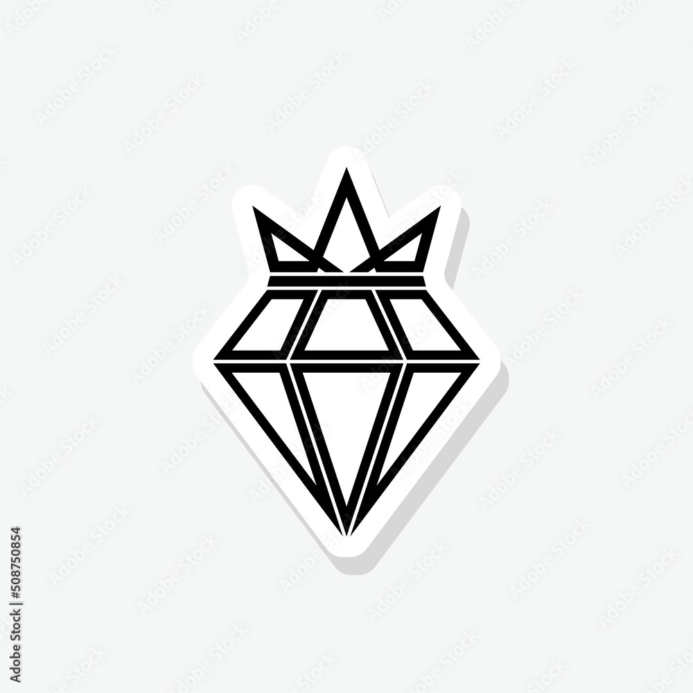 Crown on diamond sticker icon sign for mobile concept and web design Crown on diamond sticker icon sign for mobile concept and web design