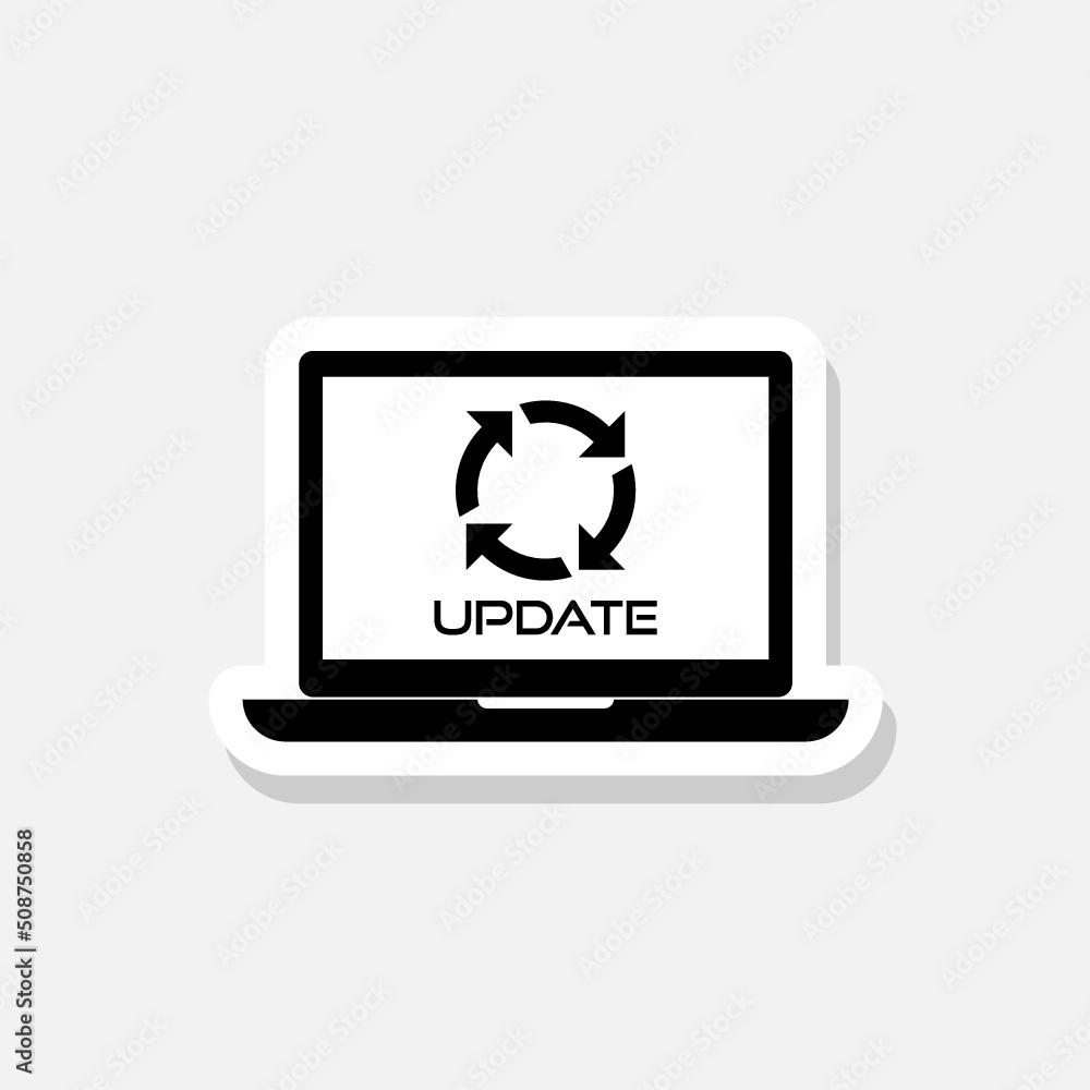 Laptop update sticker icon sign for mobile concept and web design Laptop update sticker icon sign for mobile concept and web design