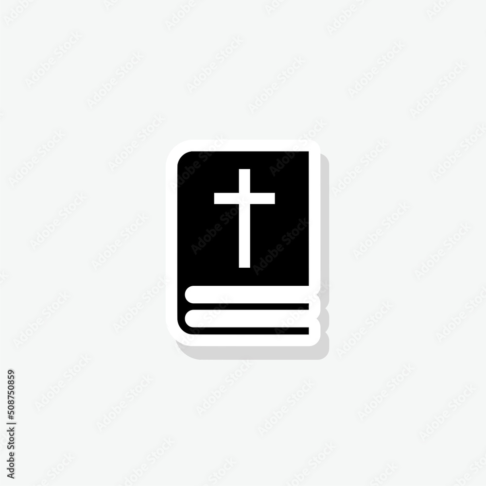 Holy bible book with cross sticker icon sign for mobile concept and web design Holy bible book with cross sticker icon sign for mobile concept and web design