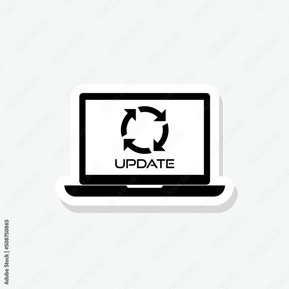 Laptop update sticker icon sign for mobile concept and web design Laptop update sticker icon sign for mobile concept and web design