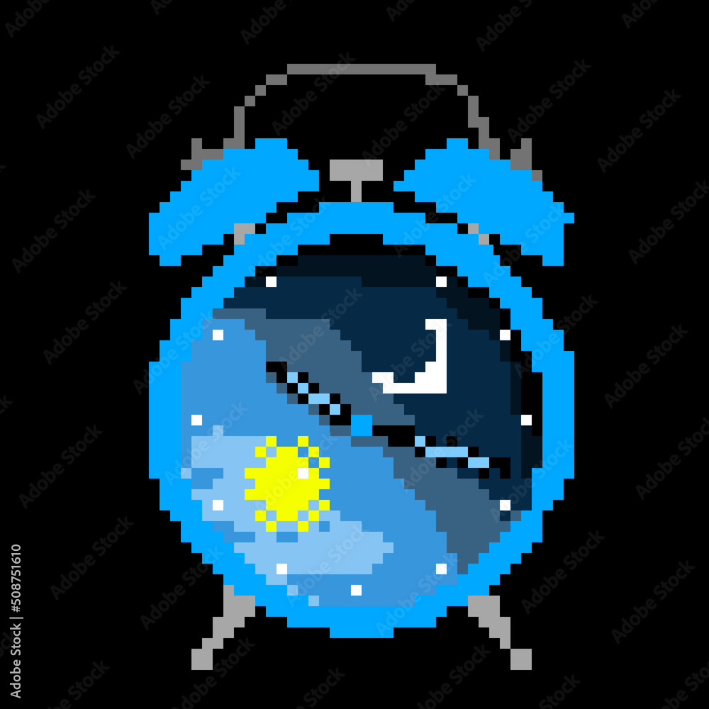 Fototapeta premium cryptopunk cheerful , blue alarm clock, nft art