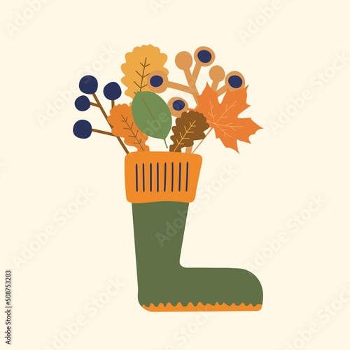 Autumn leaves in boot vector
