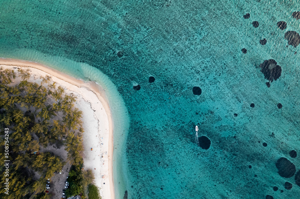 aerial view of the beach in mauritius