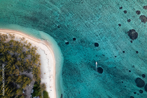 aerial view of the beach in mauritius