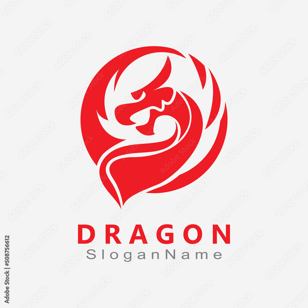 Obraz premium Dragon Logo Design Minimalist unique vector template