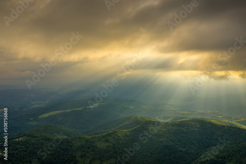 Widok z lotu ptaka ,Beskid Sądecki