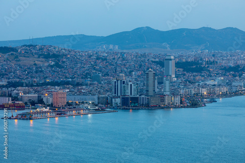 Kordon, Alsancak, Izmir City. Beautiful city view of Izmir, Turkey. photo