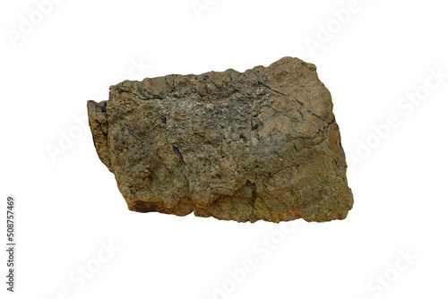 Cut out strange quartzite rocks with a small amount of tin on it for decoration. reef stone isolated on white background.