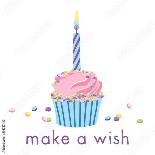 birthday card make a wish birthday cupcake with birthday candle