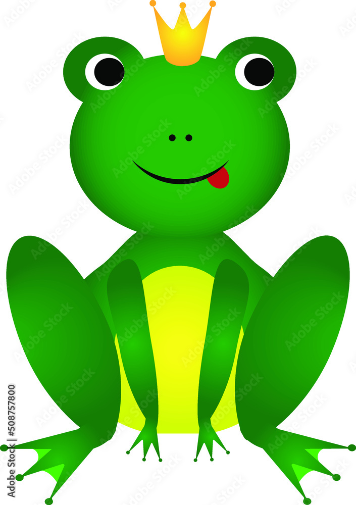 Obraz premium Vector illustration of cartoon frog character. Frog prince