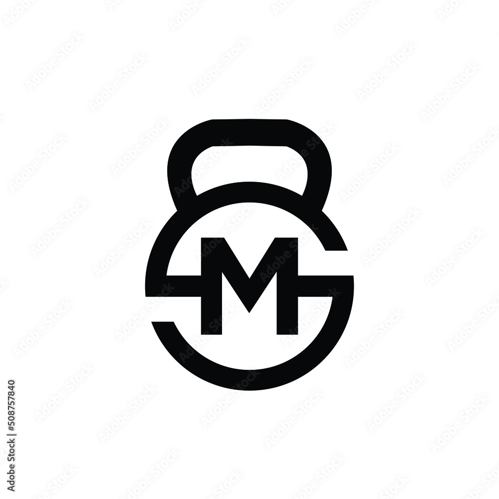 Letter M logo with kettlebell | Fitness Gym logo | vector illustration of logo design Letter M logo with kettlebell | Fitness Gym logo | vector illustration of logo design