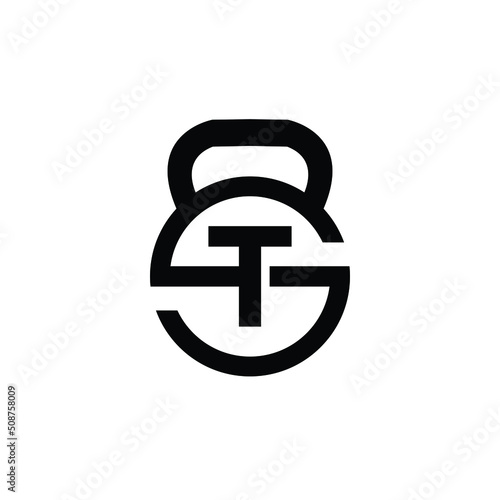 Letter T logo with kettlebell | Fitness Gym logo | vector illustration of logo design
