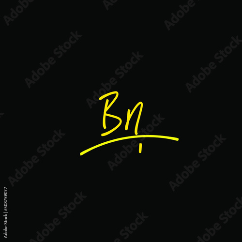 initials letter Bn handwriting logo vector template