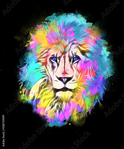 portrait of a lion, abstract lion head