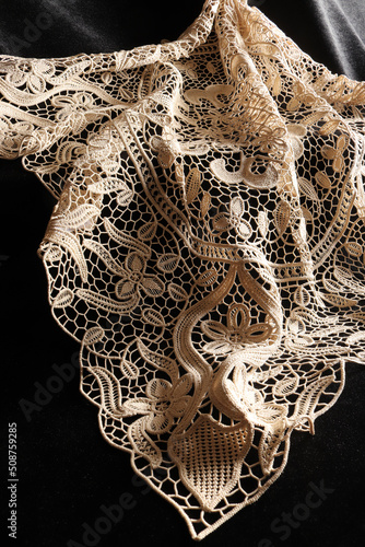 Fototapeta Naklejka Na Ścianę i Meble -  decorative lace on black background
