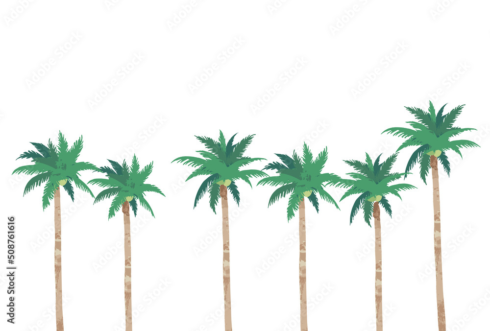 並んだヤシの木のイラスト 並んだヤシの木のイラスト
