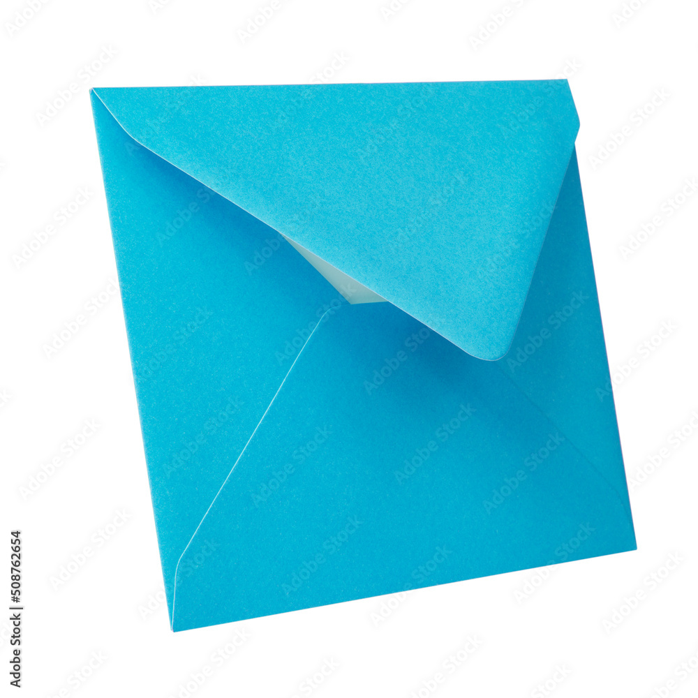 Blue paper envelope postcard isolated on the white background Blue paper envelope postcard isolated on the white background