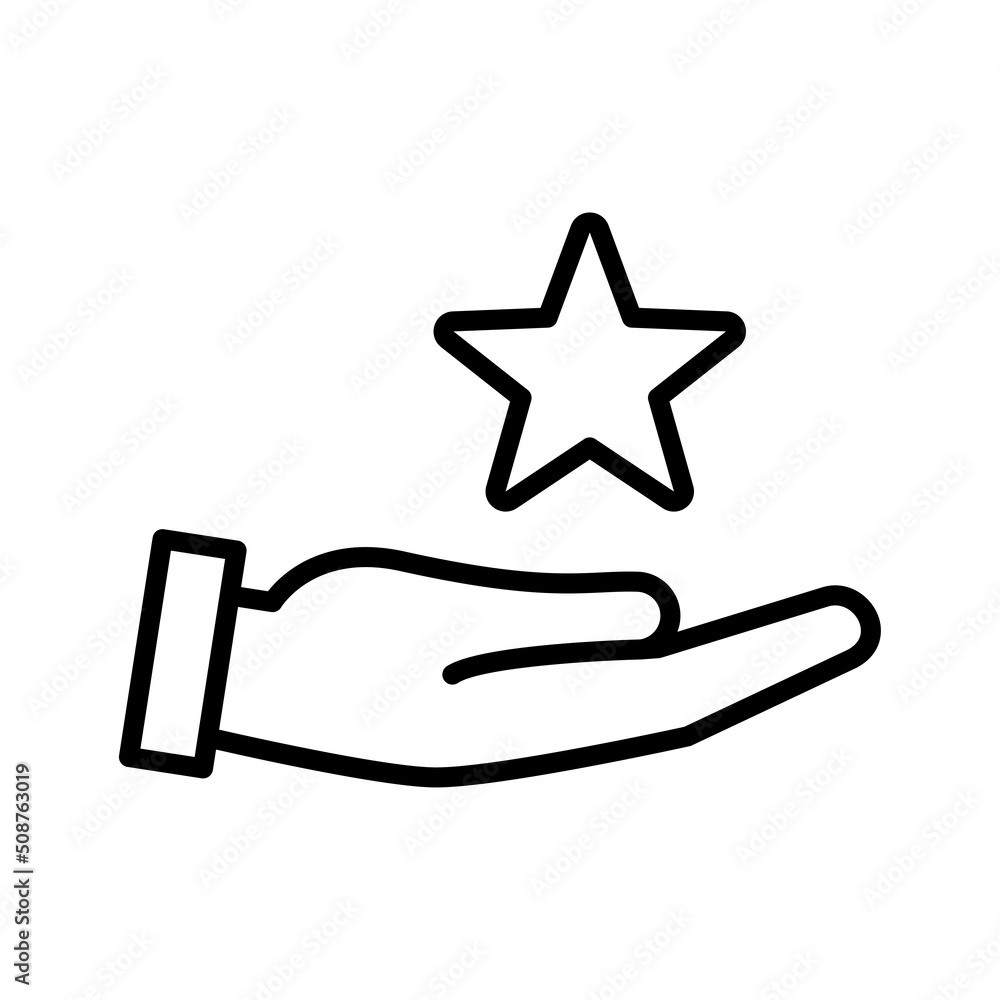 Hand holding the star icon. High reward, status good quality. Hand holding the star icon. High reward, status good quality.