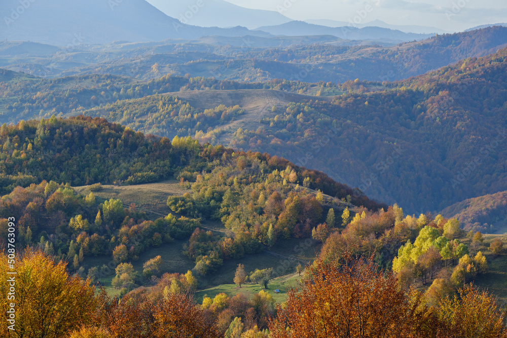 Autumn morning Carpathian Mountains calm picturesque scene, Ukraine. Peaceful traveling, seasonal, nature and countryside beauty concept scene. Autumn morning Carpathian Mountains calm picturesque scene, Ukraine. Peaceful traveling, seasonal, nature and countryside beauty concept scene.