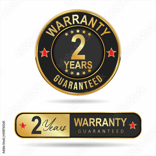 warranty guaranteed gold and black  labels on white background