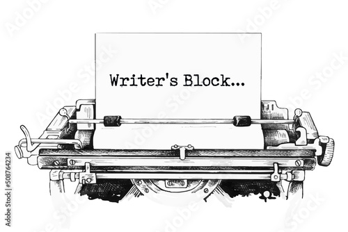 Writers Block typed words on a Vintage Typewriter