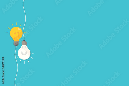 simple lightbulbs vector on blue for background, texture, wallpaper, banner. with text space. vector design. background template