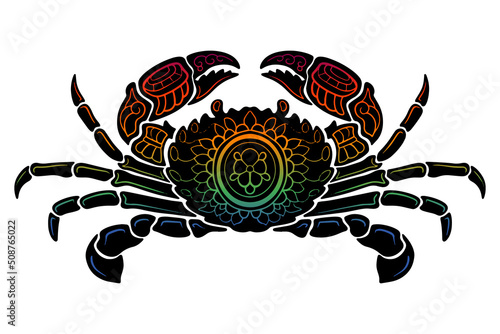 Gradation crab zentangle arts. isolated on a white background