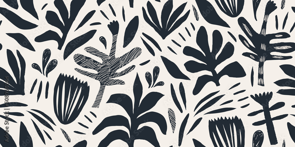 Hand drawn minimal abstract botanical shapes pattern. Collage contemporary print. Fashionable template for design. Hand drawn minimal abstract botanical shapes pattern. Collage contemporary print. Fashionable template for design.
