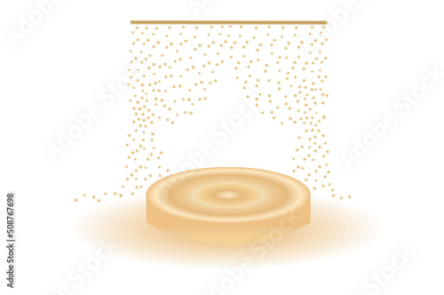  beautiful golden pedestal with bokeh on a white background