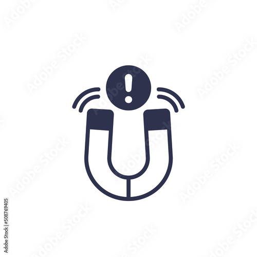 magnetic field warning icon with a magnet