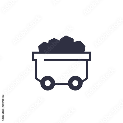 minecart, mine wagon icon on white