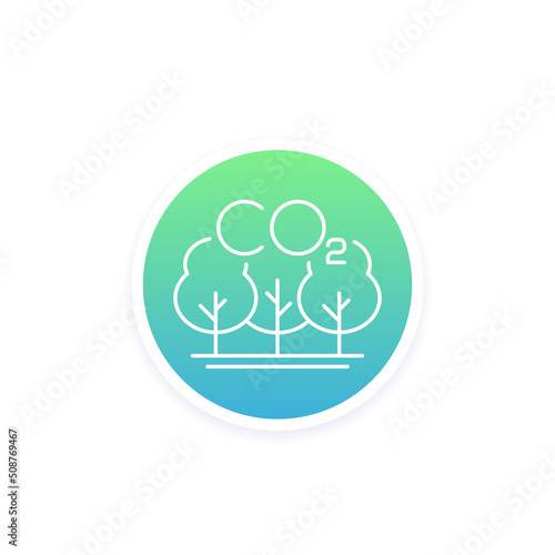 carbon offset and reducing co2 gas icon, linear vector design
