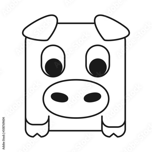 Line art black and white geometric stylized pig photo