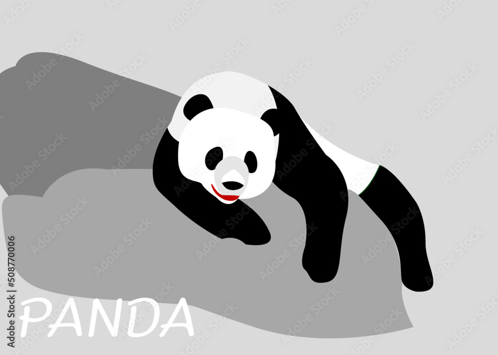 vector cute panda bear laying on the stone illustration vector cute panda bear laying on the stone illustration