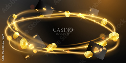 VIP vector illustration of a casino game background with playing equipment.