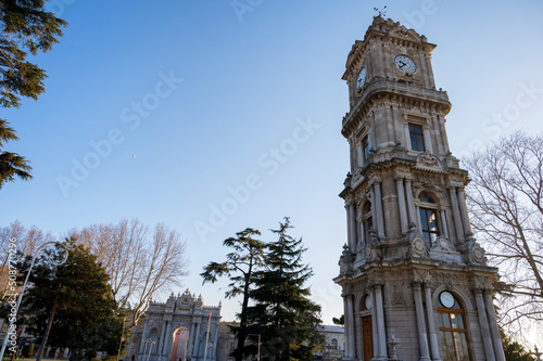ISTANBUL, TURKEY - January 2022: Clock Tower in the Dolmabahce Palace photo