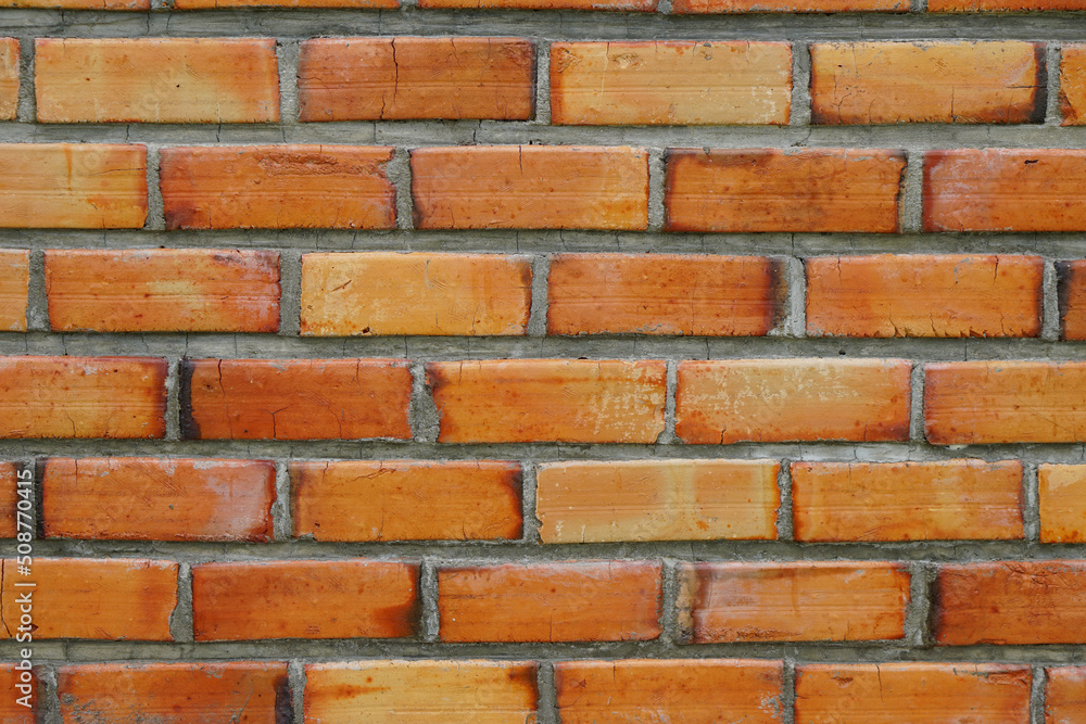 Fototapeta premium wide old red brick wall texture background home or office design backdrop