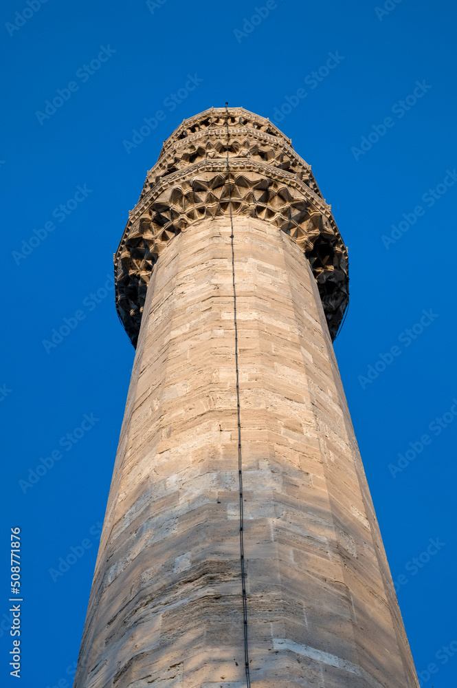 Minaret of Sultan Ahmed Mosque in Istanbul