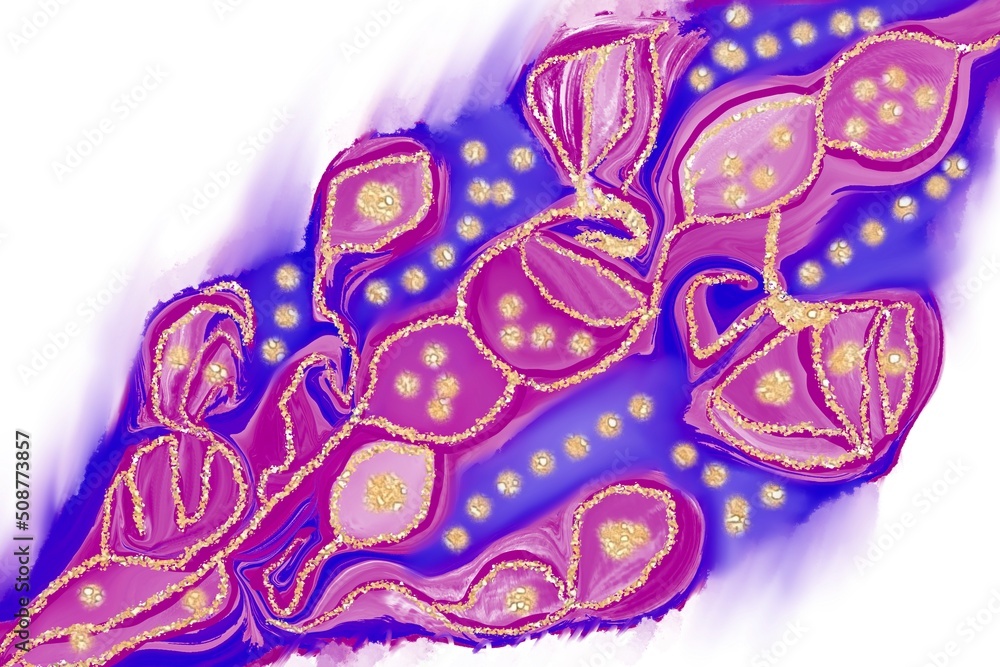 Fototapeta premium Luscious decorative Alcohol ink fluid abstract art with gold glitter and liquid