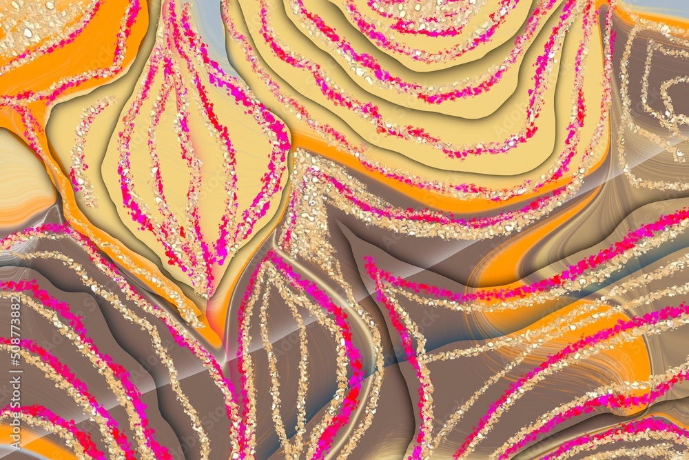Lines of Alcohol ink fluid abstract art with gold glitter and liquid Lines of Alcohol ink fluid abstract art with gold glitter and liquid
