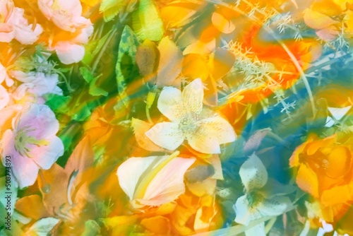 Fototapeta Naklejka Na Ścianę i Meble -  Flowers with wet Alcohol ink fluid abstract art with liquid flow
