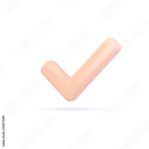 Checkmark icon. 3d illustration with 3d check mark icon for game design.