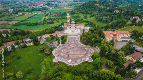 Aerial View of the Church of St. Mary of Mount Berico in Vicenza, Veneto, Italy, Europe, World Heritage Site photo