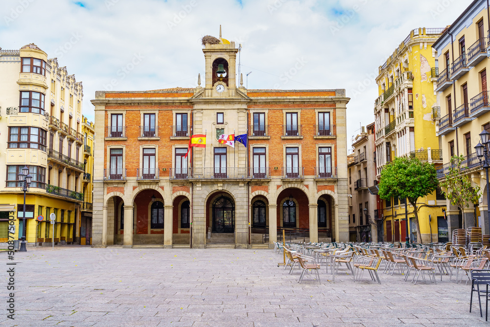 Zamora Town Hall in the square of the old city, Castilla Spain.