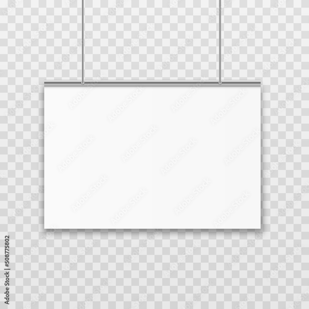 Hanging poster vector mockup PNG. Poster for advertising, blank