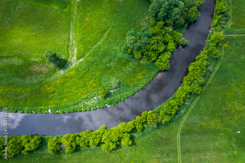 River Bend Aerial Drone View Top Down